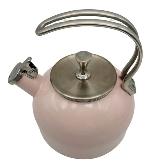 KATE SPADE Whistling Tea Kettle with Stainless Handle in Pale Pink — GIRLIE VIBE - Picture 3 of 6